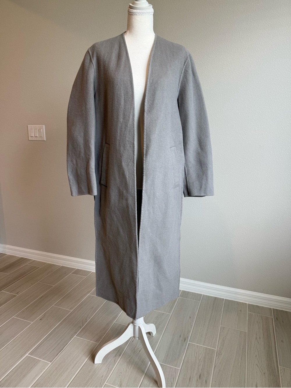 Open-Front Long Women's Blazer Jacket - Gray